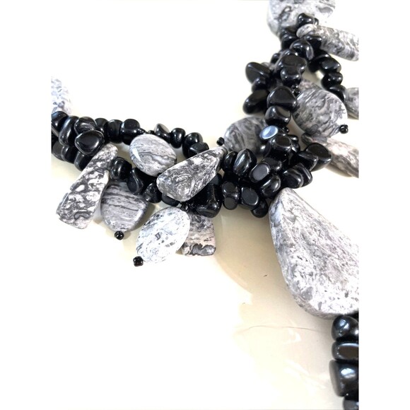 Multi Strand Onyx Necklace Gemstone Jewelry - Picture 5 of 13